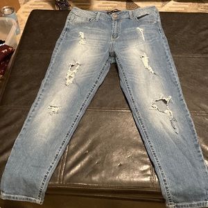Almost famous distressed, jeans, size 14